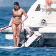 *PREMIUM-EXCLUSIVE* MUST CALL FOR PRICING BEFORE USAGE - STRICTLY NOT AVAILABLE FOR ONLINE USAGE UNTIL 22:20 PM UK TIME ON 24/08/2021 - The American Actress Michelle Rodriguez shows off her voluptuous sexy figure as she soaks up the hot Italian sunshine
