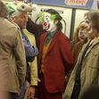 Joaquin Phoenix in his Full Make up at the "Joker" set in NYC
