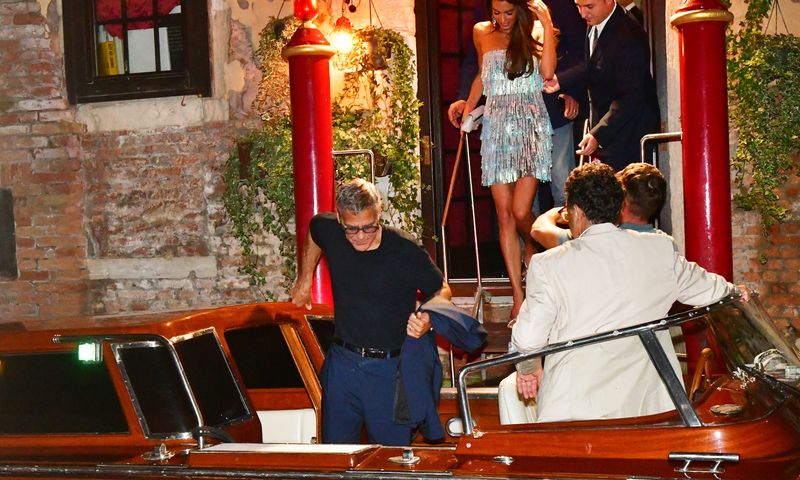 George Clooney and Amal leave Da Ivo restaurant in Venice