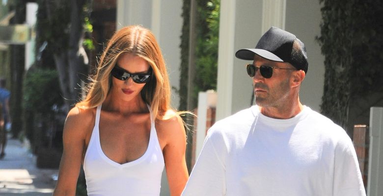 Rosie Huntington-Whiteley Joined By Husband And Birthday Boy, Jason Statham, On A Shopping Trip To Melrose Place In Los Angeles - 26 Jul 2024