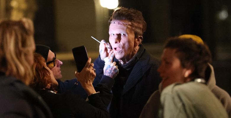 Christian Bale and Jessie Buckley film "The Bride" in Upper Manhattan