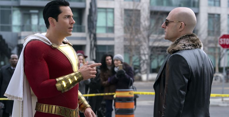 Shazam! captura cu actorii Zacahry Levi si Mark Strong