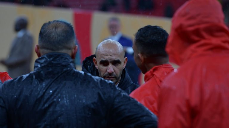 WALID REGRAGUI sad during the medal ceremony of Africa Cup of Nations Morocco 2025 - FINAL. SENEGAL vs Morocco -PRINCE M