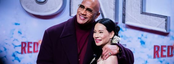 Berlin, Germany. 03rd Nov, 2024. Dwayne Johnson, actor, and Lucy Liu, actress, come to the UCI Luxe cinema for the world premiere of the film "Red One - Christmas Alert". Credit: Christoph Soeder/dpa/Alamy Live News
