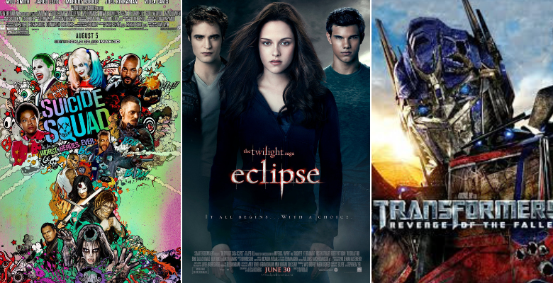 colaj cu posterele suicide squad twilight eclipse si transformers age of extinction