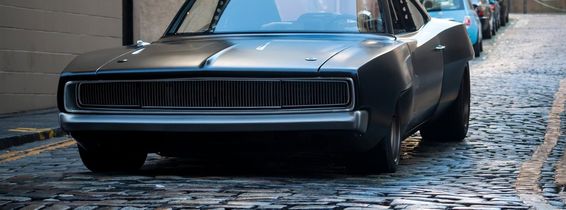 A Dodge Charger on the streets of Edinburgh during the filming of Fast and Furious 9 in September 2019. Taken at Stevenlaw's Close along Cowgate.