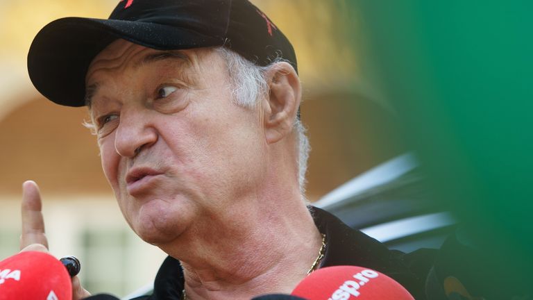George Becali, FCSB soccer team owner, press conference, Bucharest, Romania - 24 Jul 2023