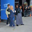 Goldie Hawn (78!) arrives at GMA in a blue pant suit in New York City