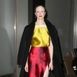 Andrea Riseborough wears a colorful Prada dress outside the Robin Williams Center in New York City